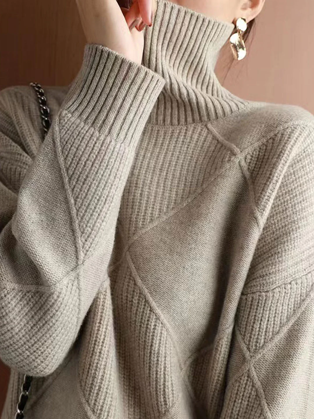 Women's High Neck Knit Sweater Fall