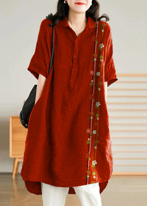 Plus Size Linen Women's Casual Shirt Dress