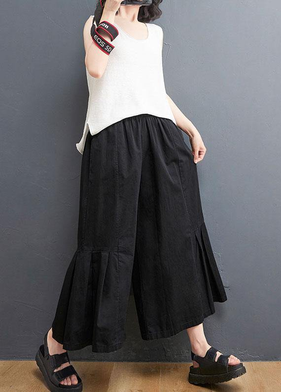 Casual Pocket Wide Leg Cotton Pants