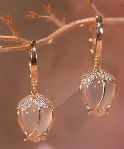 Gold and Copper Plated Stone Zircon Earrings