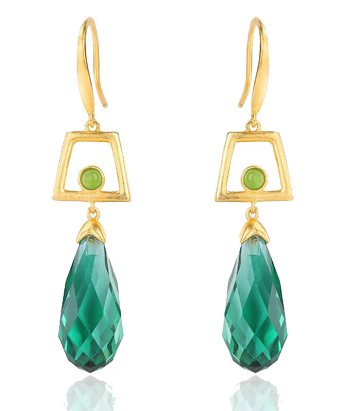 Women's Green Gold and Jade Earrings