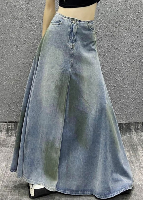 Women's High Waist Oversized Hem Denim Halter Skirt Spring