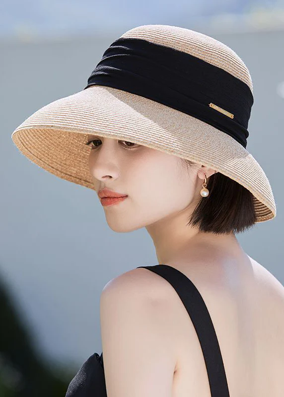 Bohemian Beige Large Brim Straw Sun Protection Soft Sun Hat