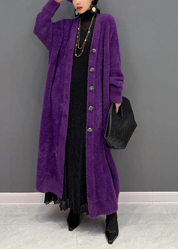 Elegant oversized thick mink fur long cardigan jacket