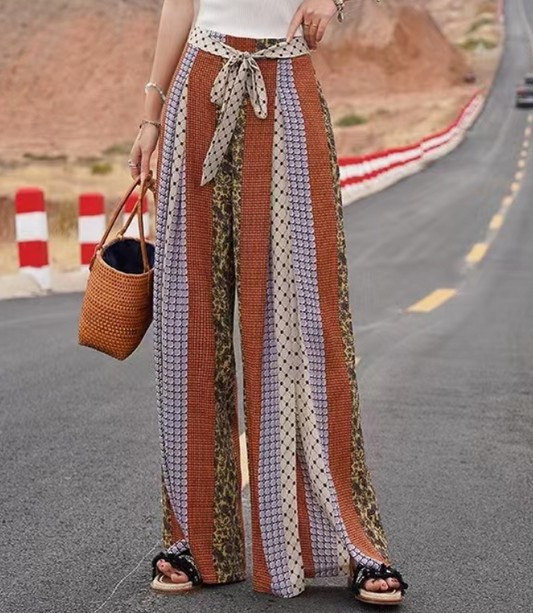 Colorblocked Strappy Wide Leg Pants