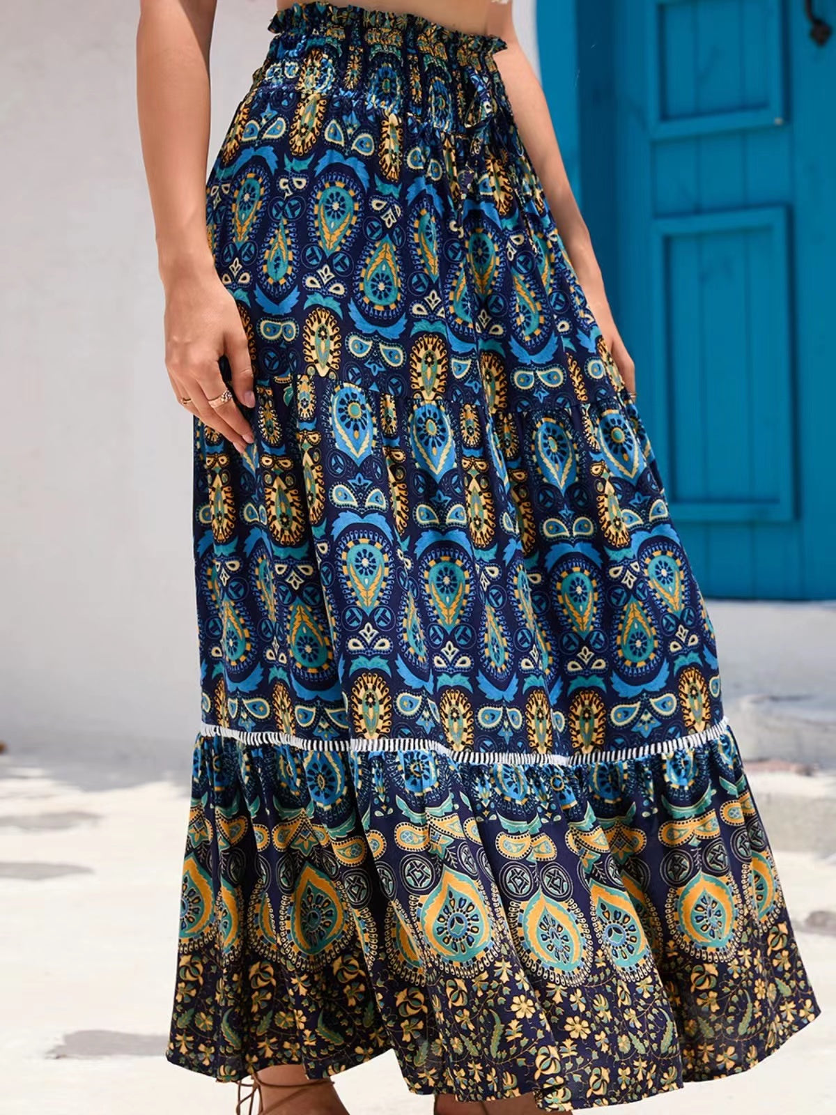 Vintage Printed Beach Swing Skirt