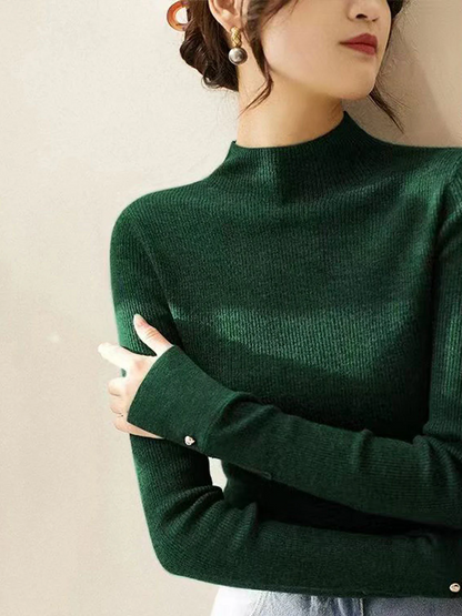 Women's Classic Turtleneck Solid Color Knit Sweater