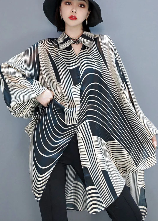 French Stripe Asymmetric Shirt Top