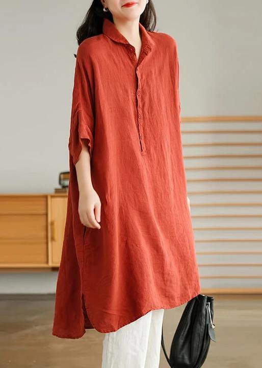 Women's Casual Linen Shirt Dress