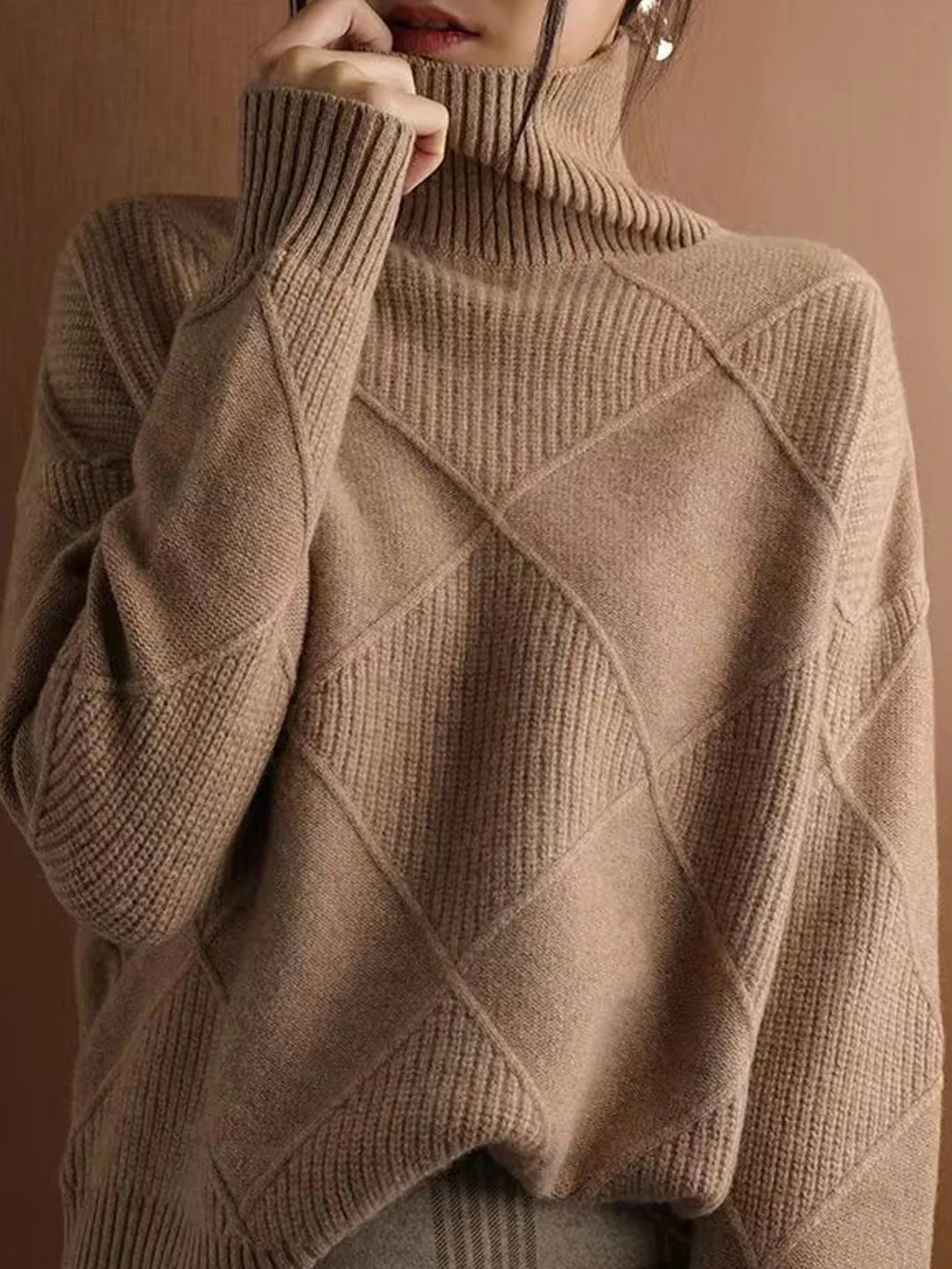 Women's High Neck Knit Sweater Fall