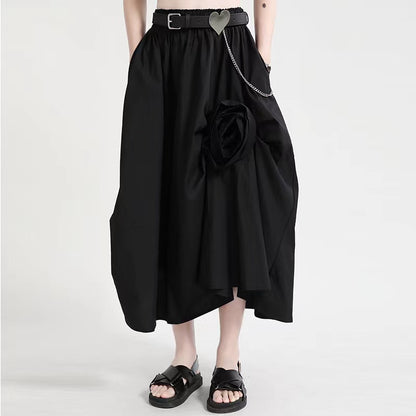 Elegant Irregular Flower Embellished Half-body Skirt