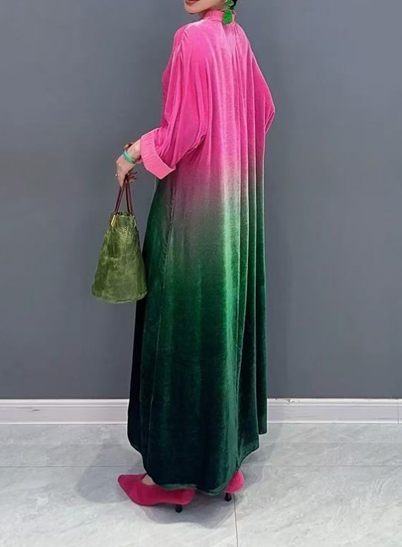 Women's Elegant Tie-Dye Long Sleeve Dresses