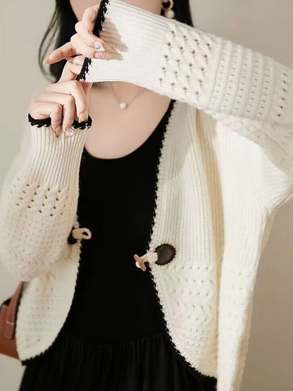 Women's V-Neck Cowl Knit Cardigan Spring