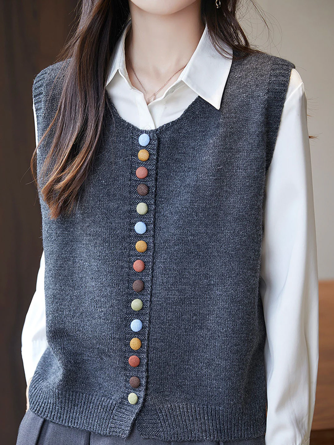 Women's Vintage Crew Neck Knit Vest