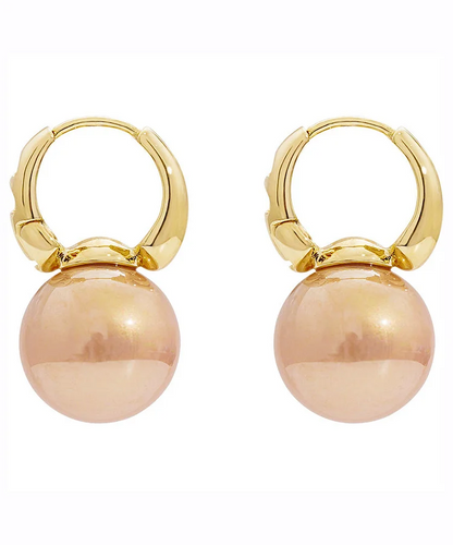 Elegant White Copper Gold Plated Pearl Stud Earrings