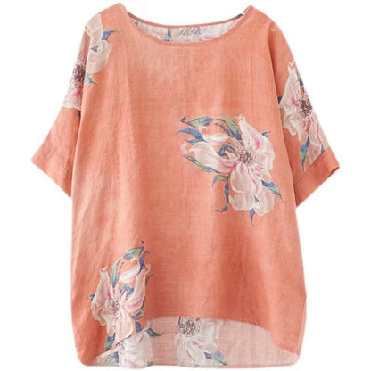 Casual Round Neck Printed Short Sleeve T-Shirt Top