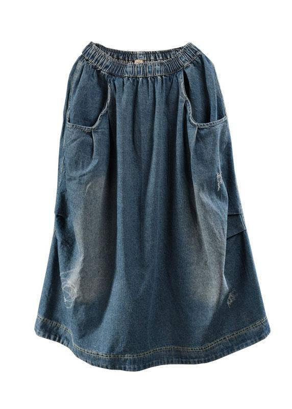 Pocket Patchwork Denim Half-body Skirt