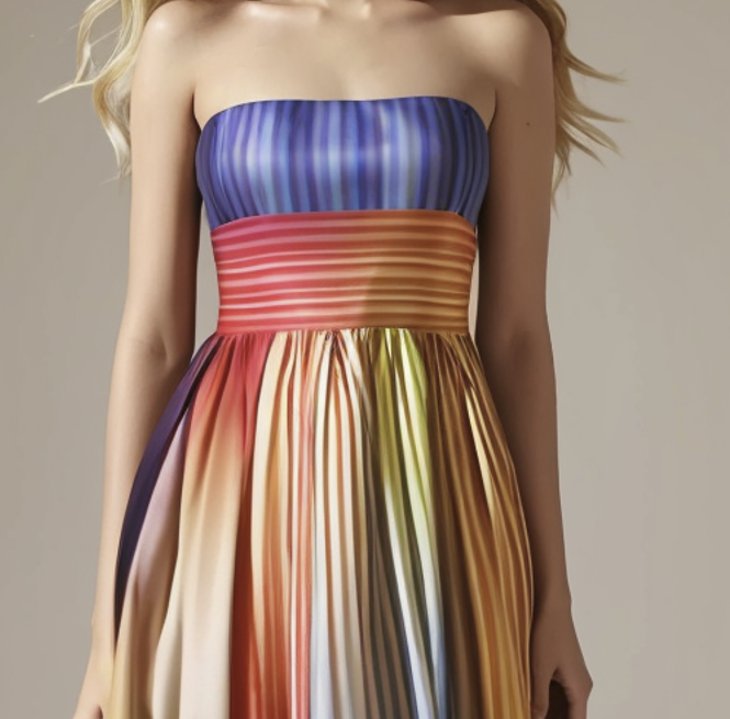 Slim Fit Sheath Clashing Stripe Long Dress