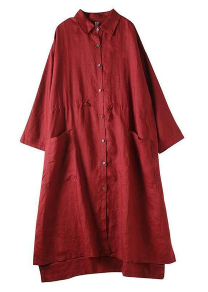 Cotton Linen Shirt Dress Casual