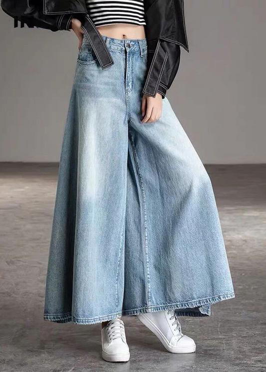 High Waisted Wide Leg Vintage Jeans Light Blue