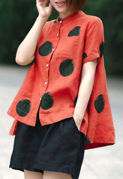 Polka Dot Colored Linen Shirt