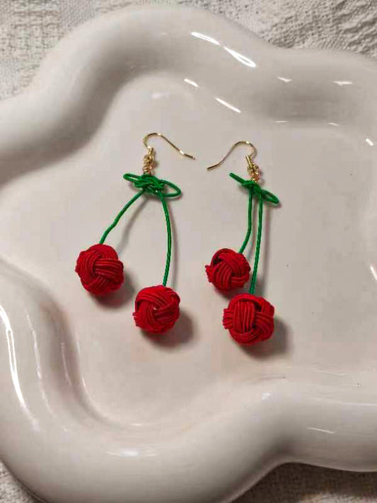 DIY Classical Color Clash Cherry Earrings for Women