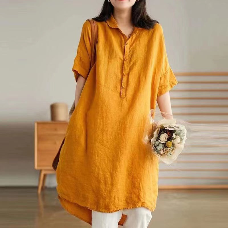 Women's Casual Linen Shirt Dress