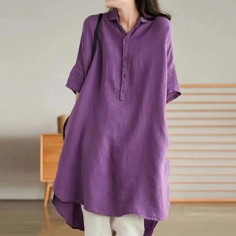 Women's Casual Linen Shirt Dress