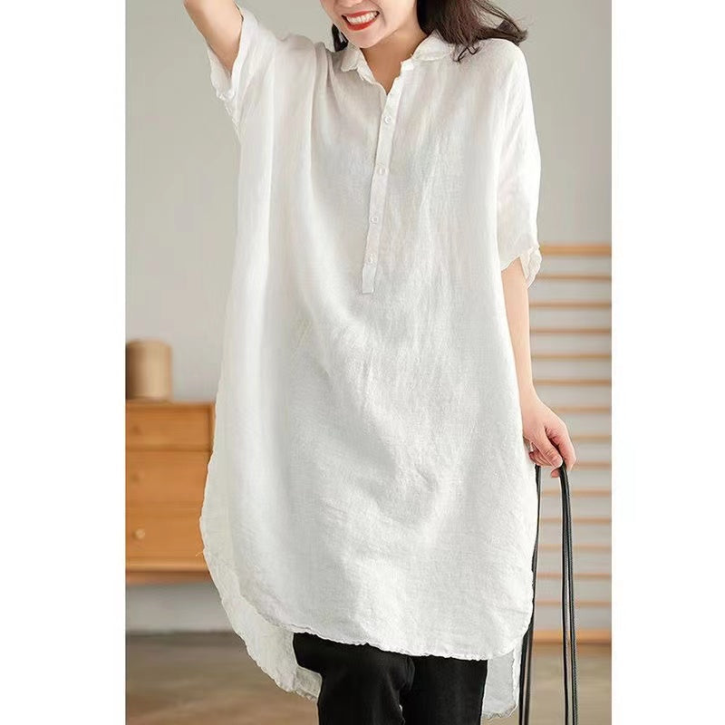 Women's Casual Linen Shirt Dress