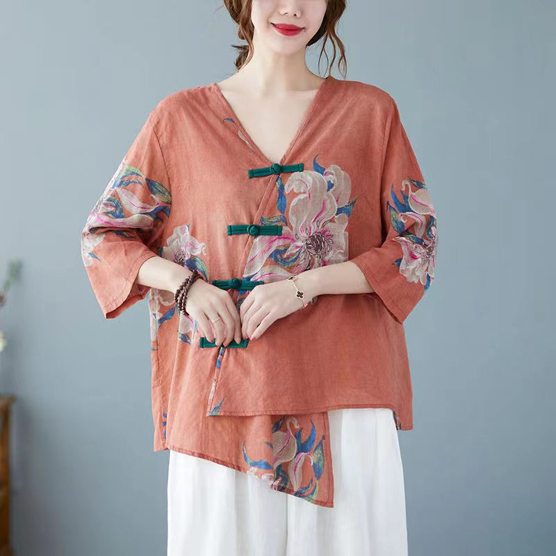 Asymmetric Design Cotton Shirt