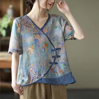 Printed Cotton Linen Shirt