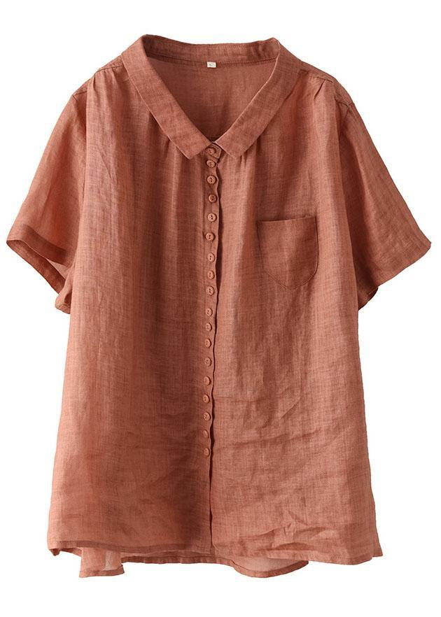 Lapel Cardigan Shirt Women's Short Sleeve