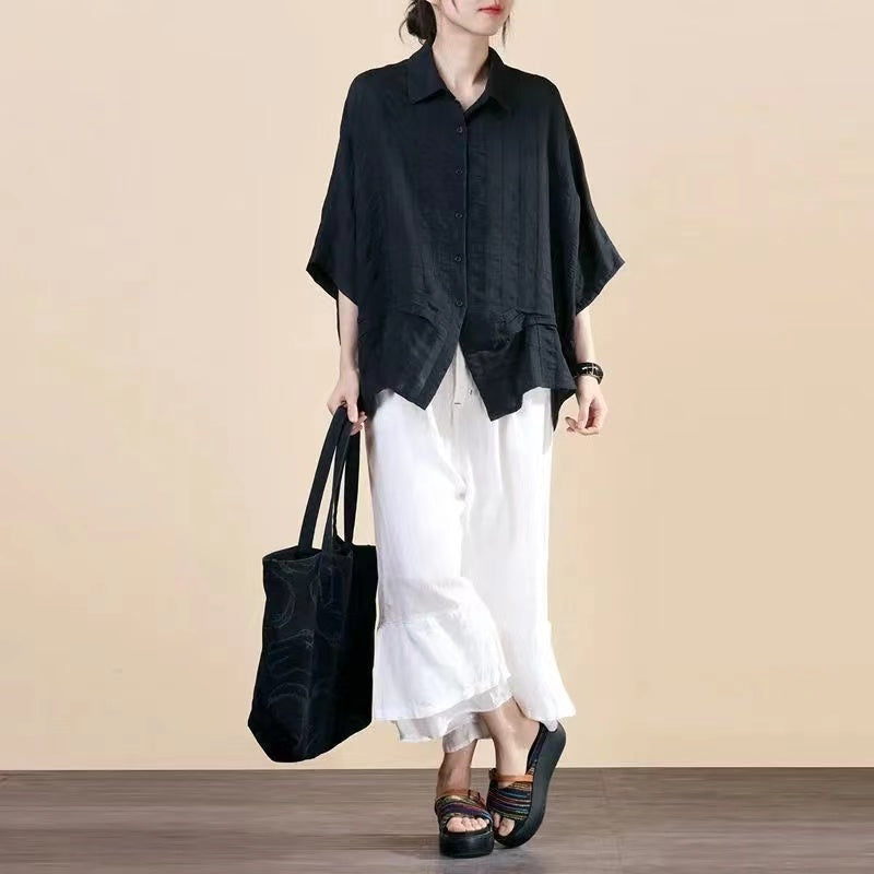 Casual Loose Fit Bat Sleeve Shirt Top