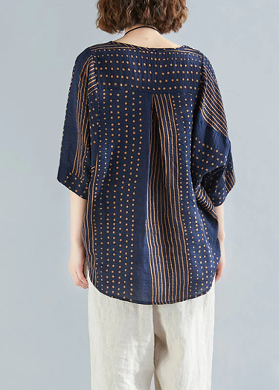 Round Collar Geometric Print Shirt