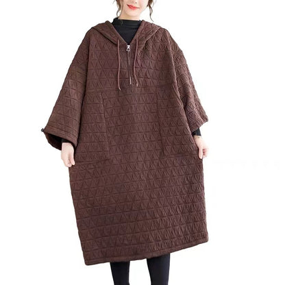 Vintage Thickened Sandwich Cotton Long Sleeve Dress