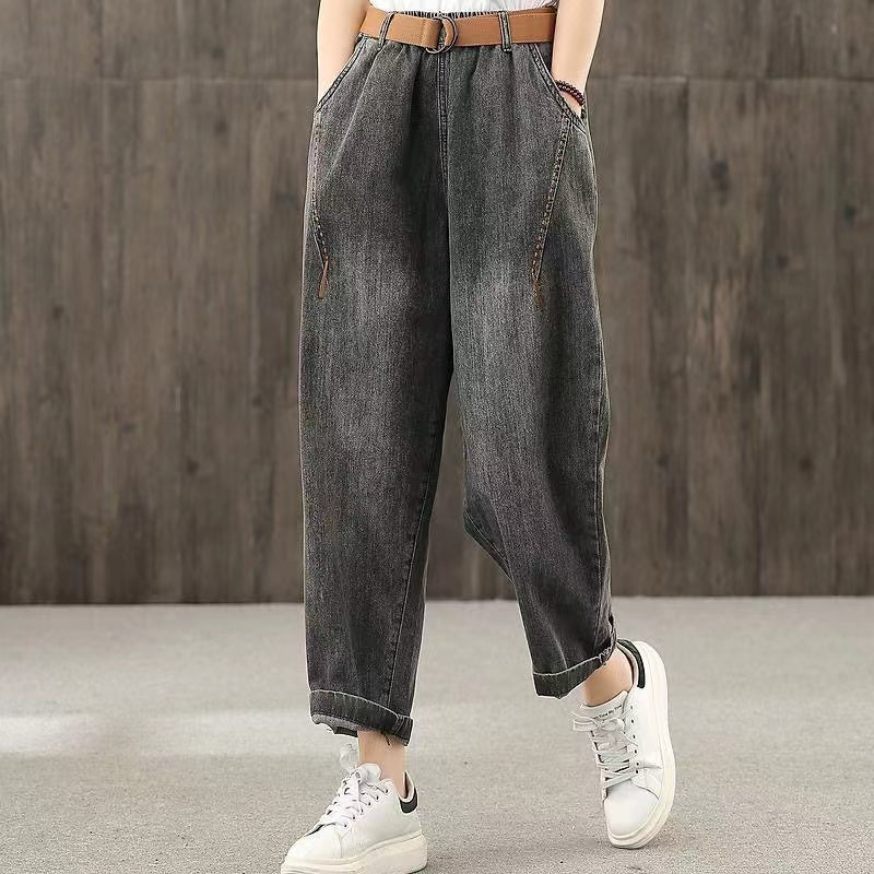 Vintage Nostalgia Washed Denim New Casual Pants