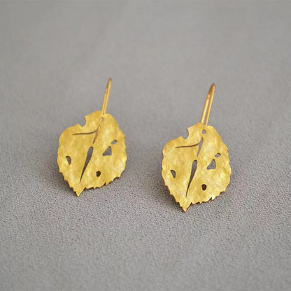 Vintage Gold Leaf 14K Gold Copper Earrings