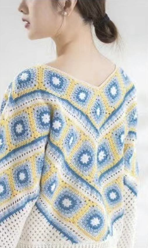 Geometric Appliquéd Knit Sweater