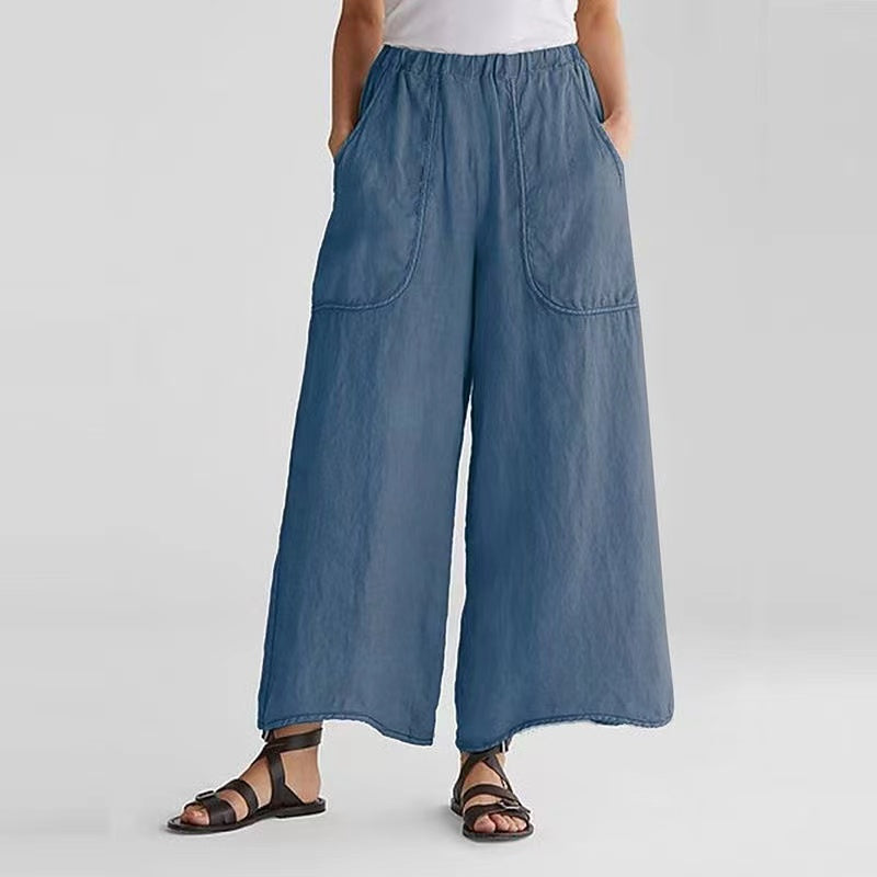 Loose Wide Leg Casual Big Pocket Pants