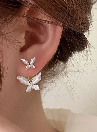 French Flegant Gold Butterfly Stud Earrings