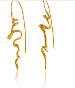 Boho Curve Gold and Brass Earrings