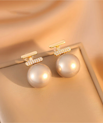 Vintage White Brass Gold Plated Pearl Earrings