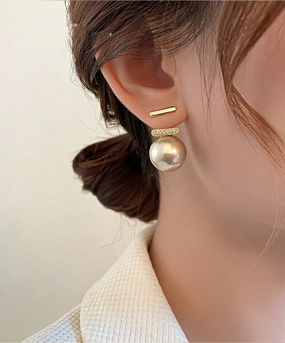 Vintage White Brass Gold Plated Pearl Earrings