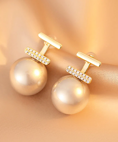 Vintage White Brass Gold Plated Pearl Earrings