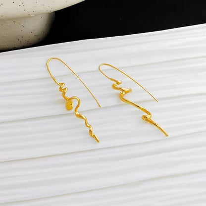 Boho Curve Gold and Brass Earrings