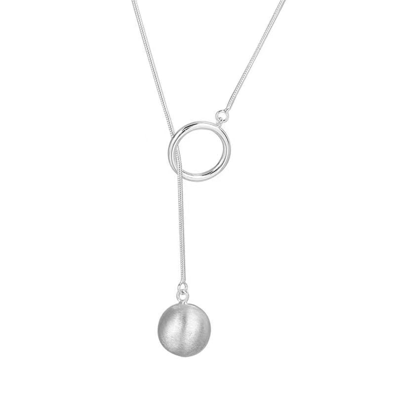 French Sterling Silver Ball Pendant Necklace