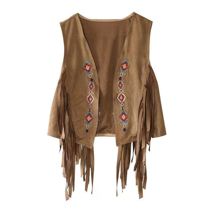 Boho Embroidered Geometric Jacket Vest