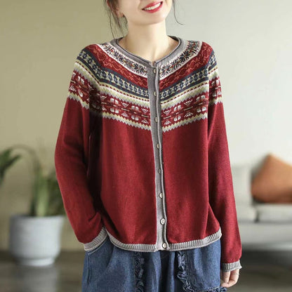 Vintage Jacquard Cardigan Jacket Sweater