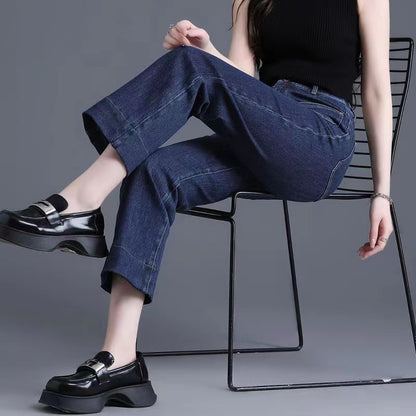 French mid-rise patch pockets straight through jeans