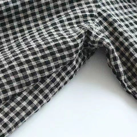 Loose Plaid Lapel Hem Ruffle Long Sleeve Shirt